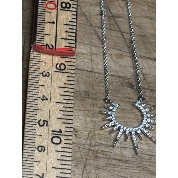 Sunburst Crystal Pendant Necklace With 17" Chain - Picture 6 of 9